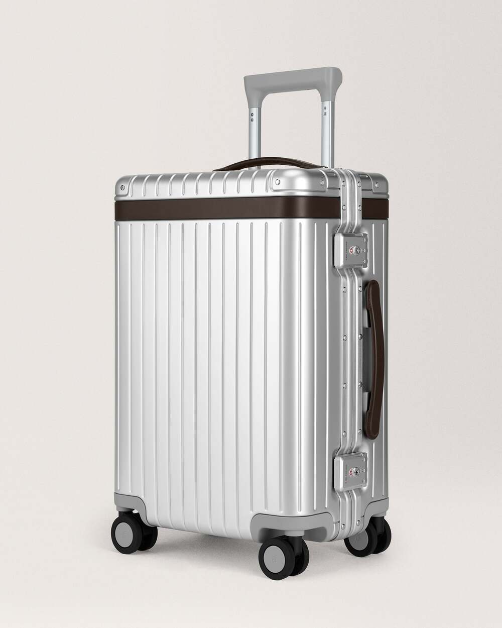 Carl Friedrik Carry-On Aluminium Suitcase 41L Silver/Chocolate NEW Authentic